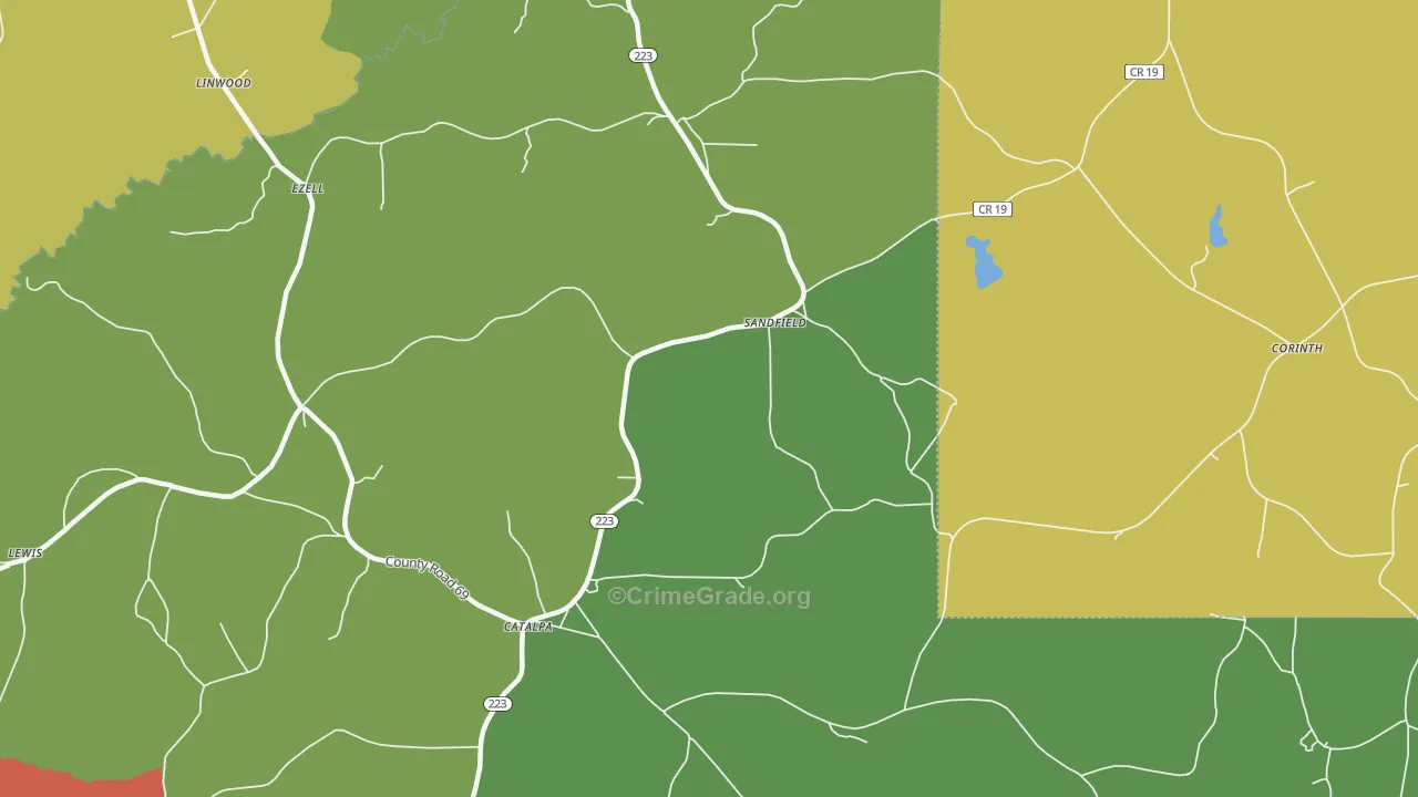 Sandfield, AL Map of Vandalism Rates