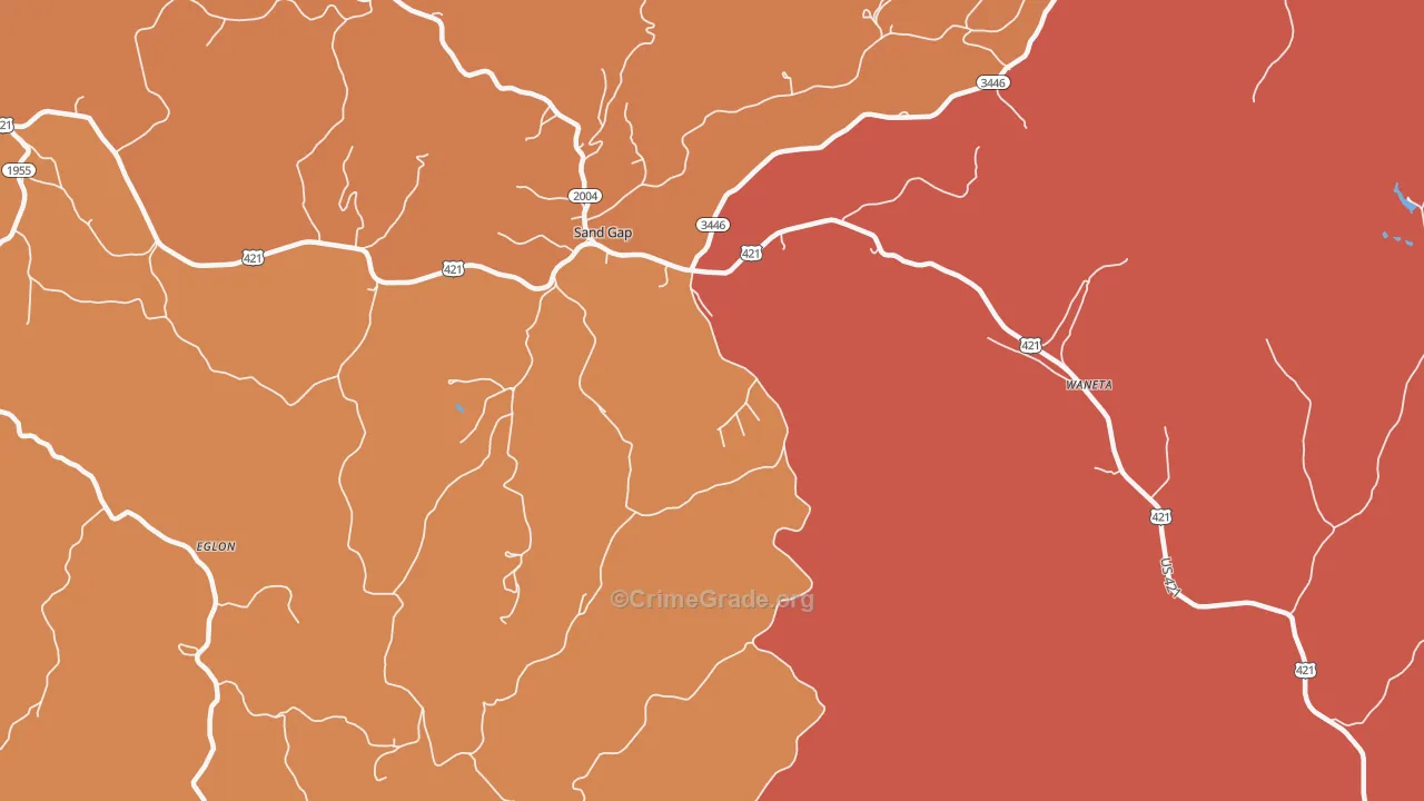 Sandgap, KY Map of Vandalism Rates