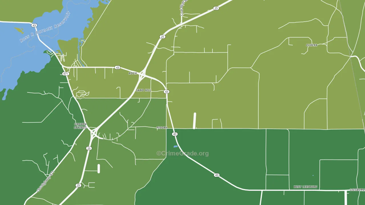 Sandhill, MS Map of Vandalism Rates
