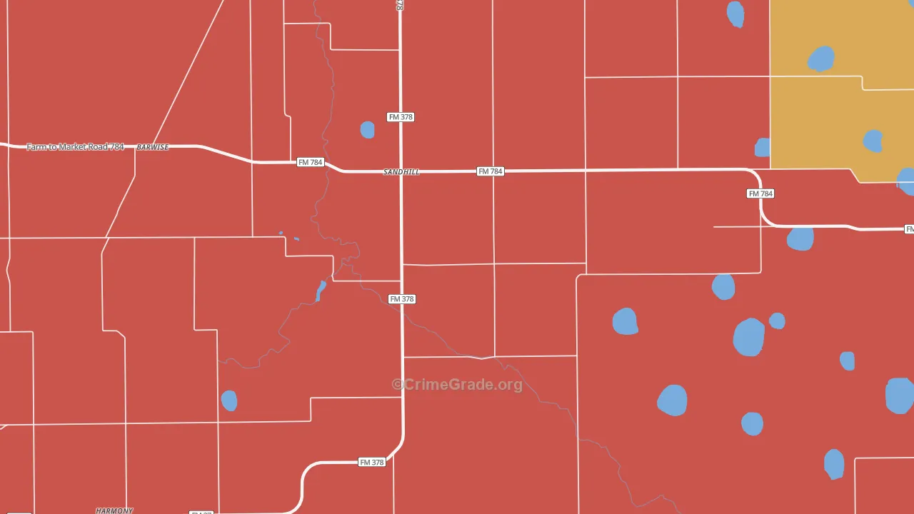 Sandhill, TX Map of Vandalism Rates