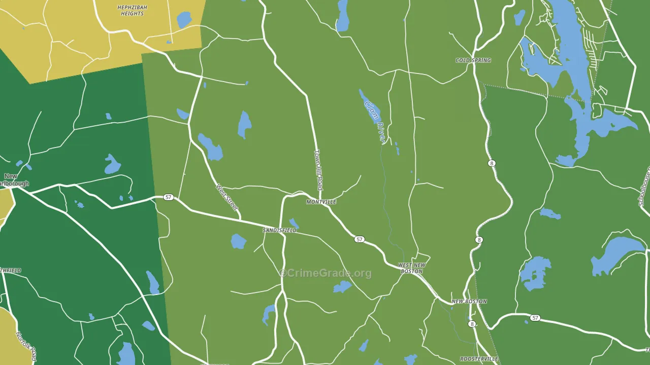 Sandisfield, MA Map of Vandalism Rates