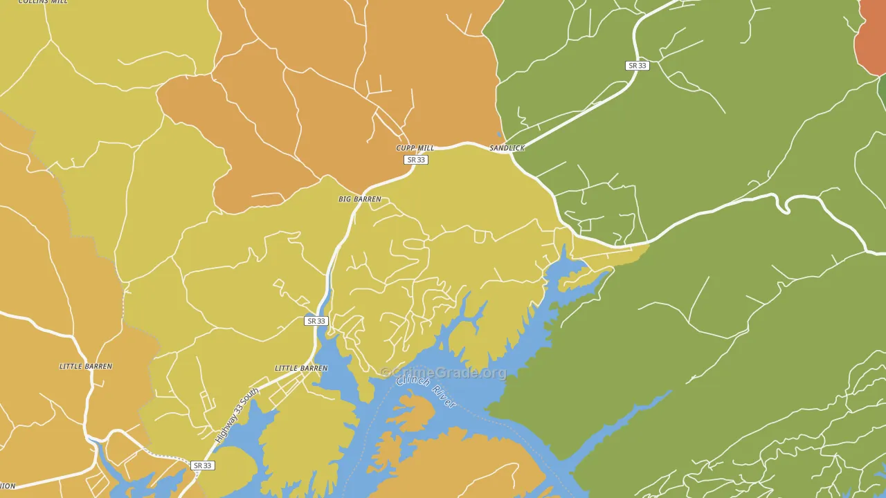 Sandlick, TN Map of Vandalism Rates