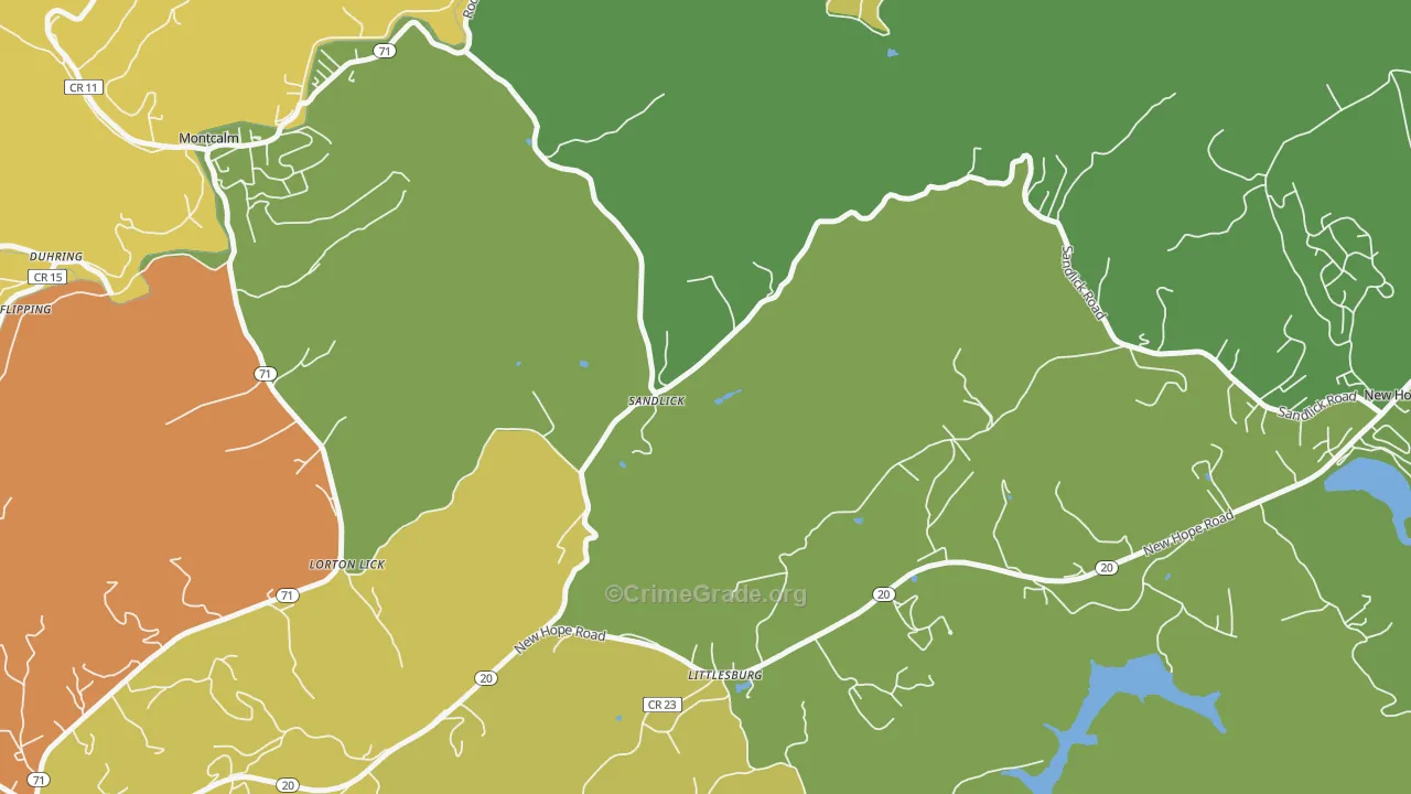 Sandlick, WV Map of Vandalism Rates