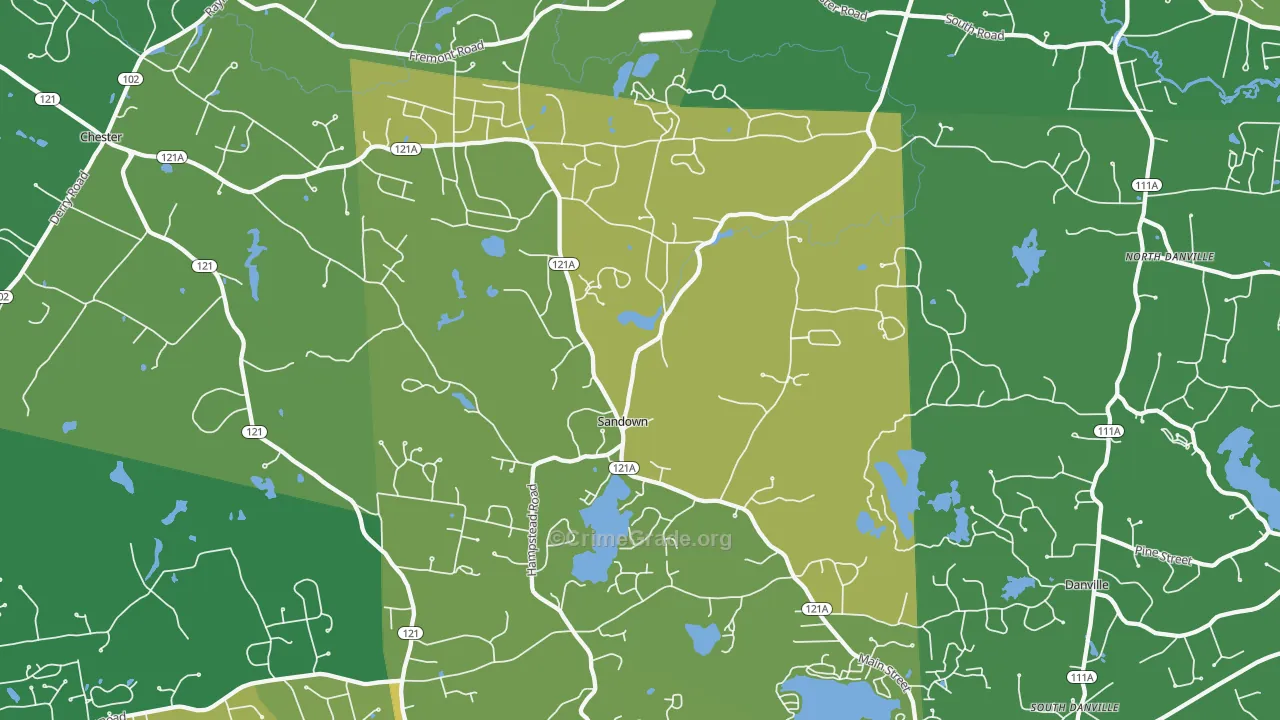 Sandown, NH Map of Vandalism Rates