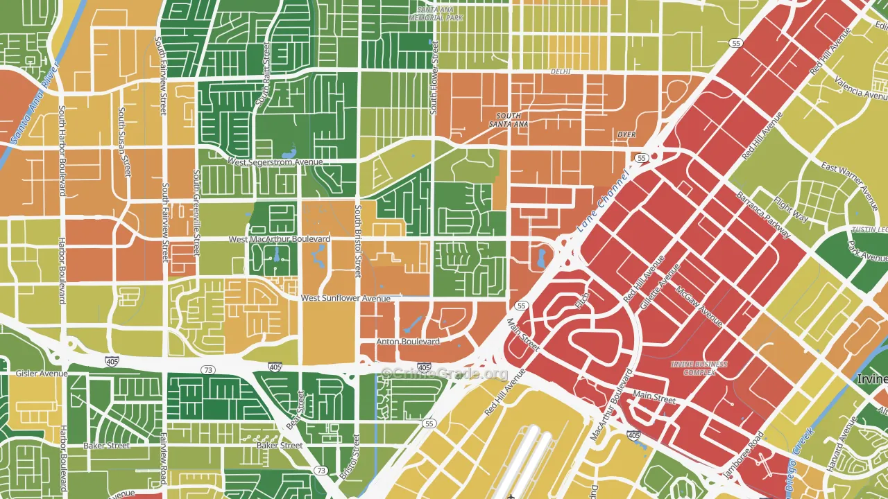 Sandpointe, Santa Ana, CA Map of Vandalism Rates