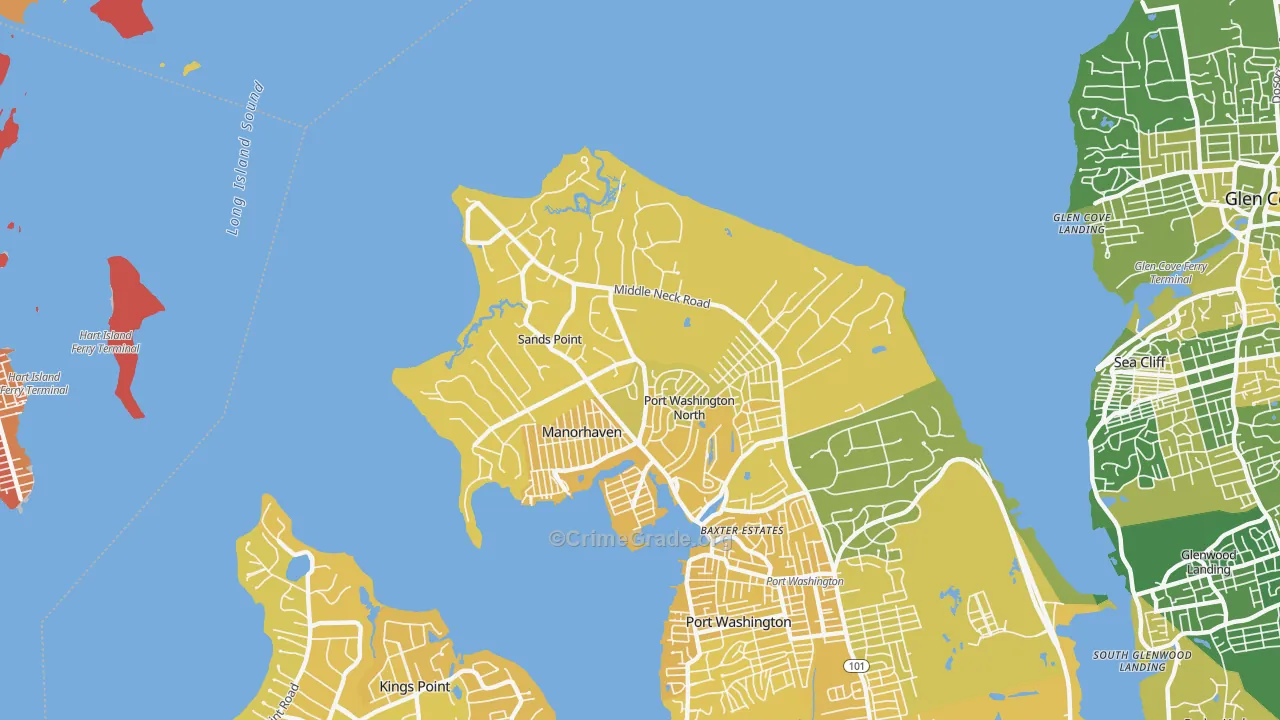 Sands Point, NY Map of Vandalism Rates