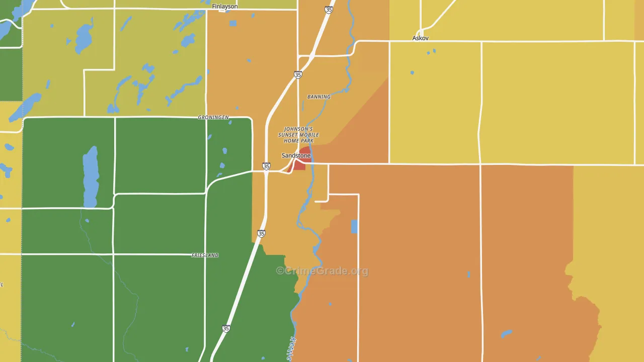 Sandstone, MN Map of Vandalism Rates
