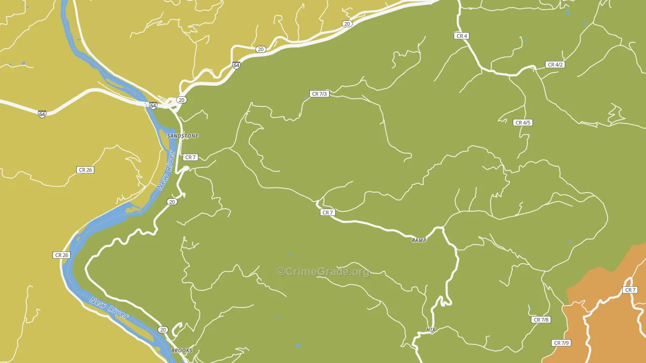Sandstone, WV Map of Vandalism Rates
