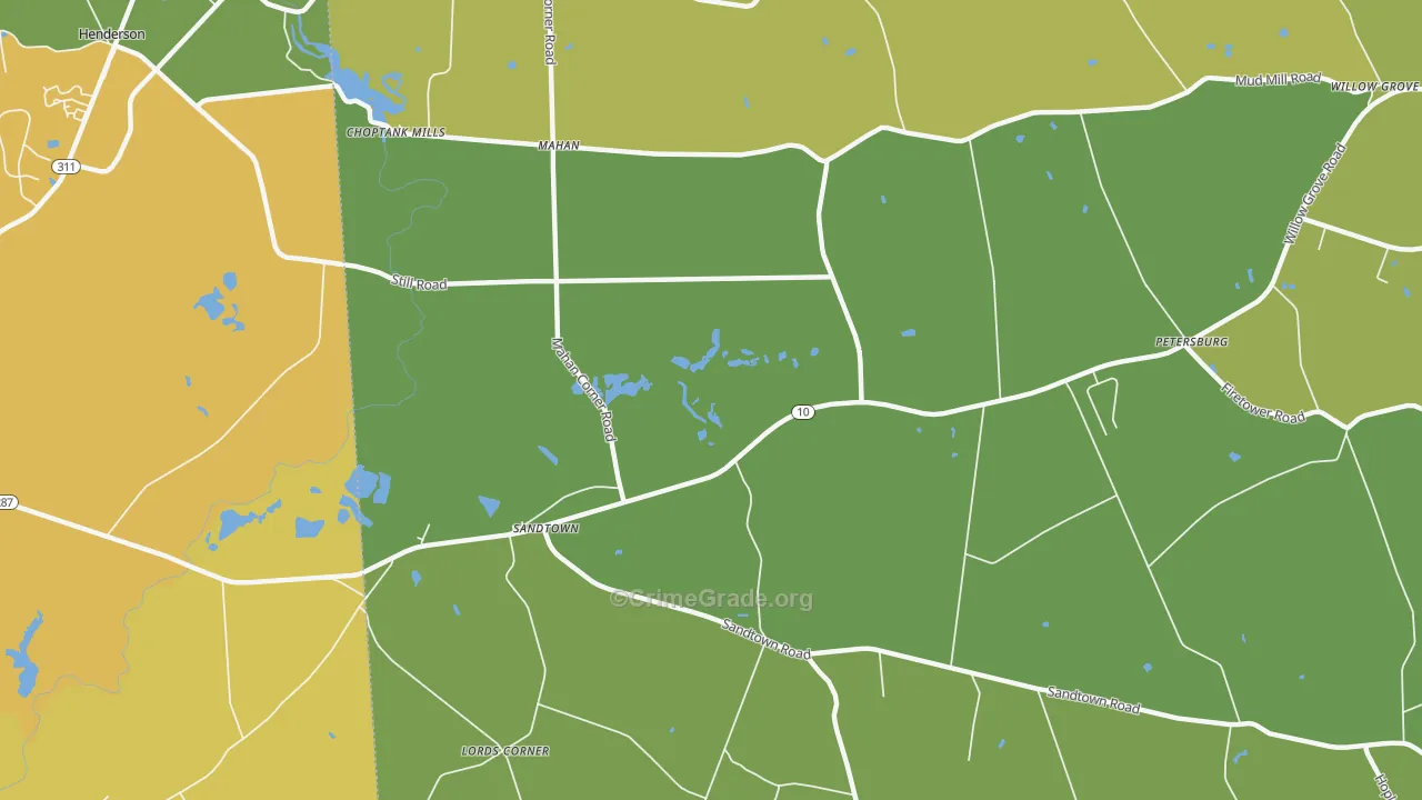 Sandtown, DE Map of Vandalism Rates