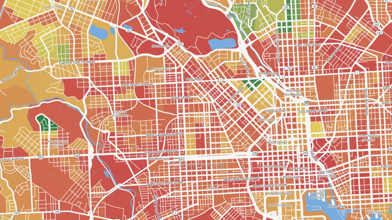 Sandtown-Winchester, Baltimore, MD Map of Vandalism Rates
