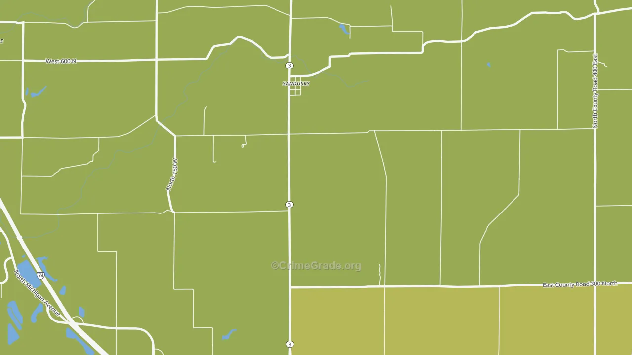 Sandusky, IN Map of Vandalism Rates
