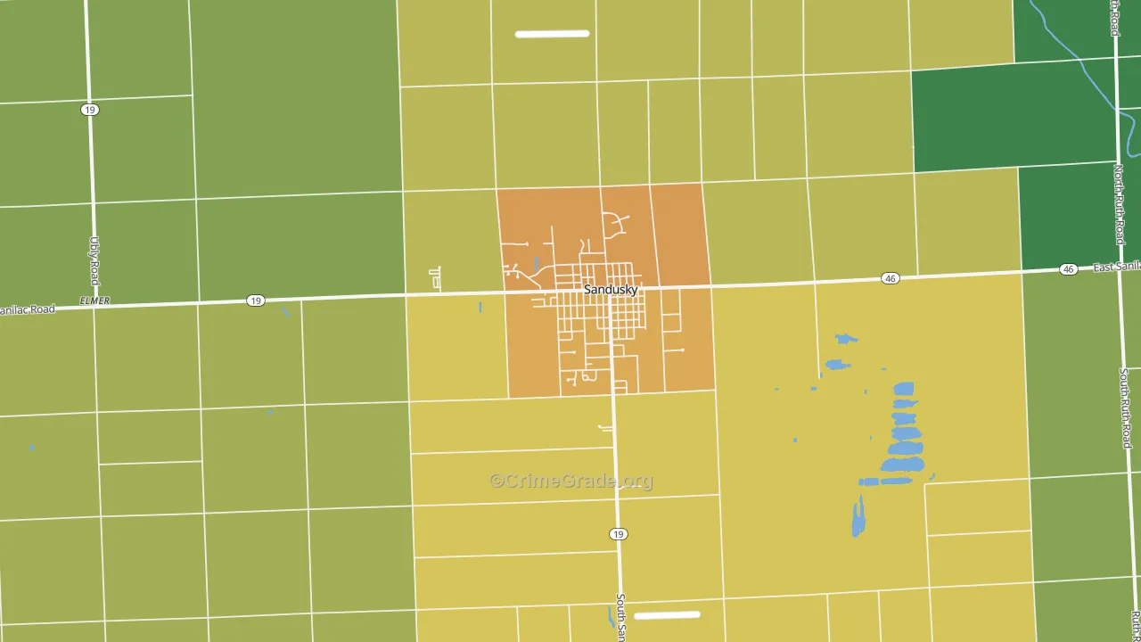 Sandusky, MI Map of Vandalism Rates