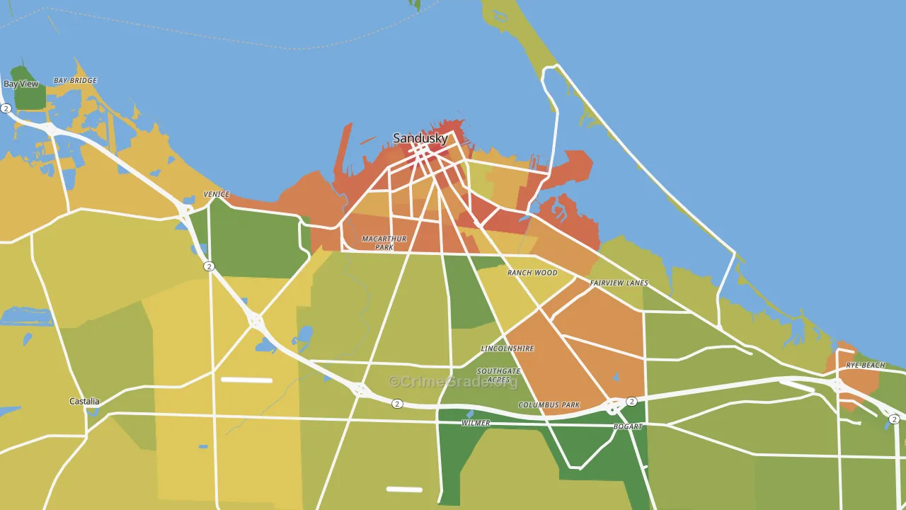 Sandusky, OH Map of Vandalism Rates