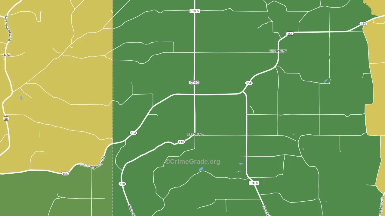 Sandusky, WI Map of Vandalism Rates