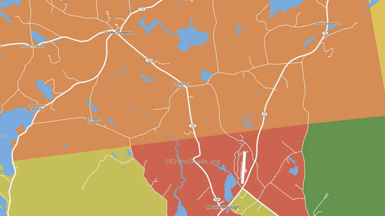 Sandwich, NH Map of Vandalism Rates