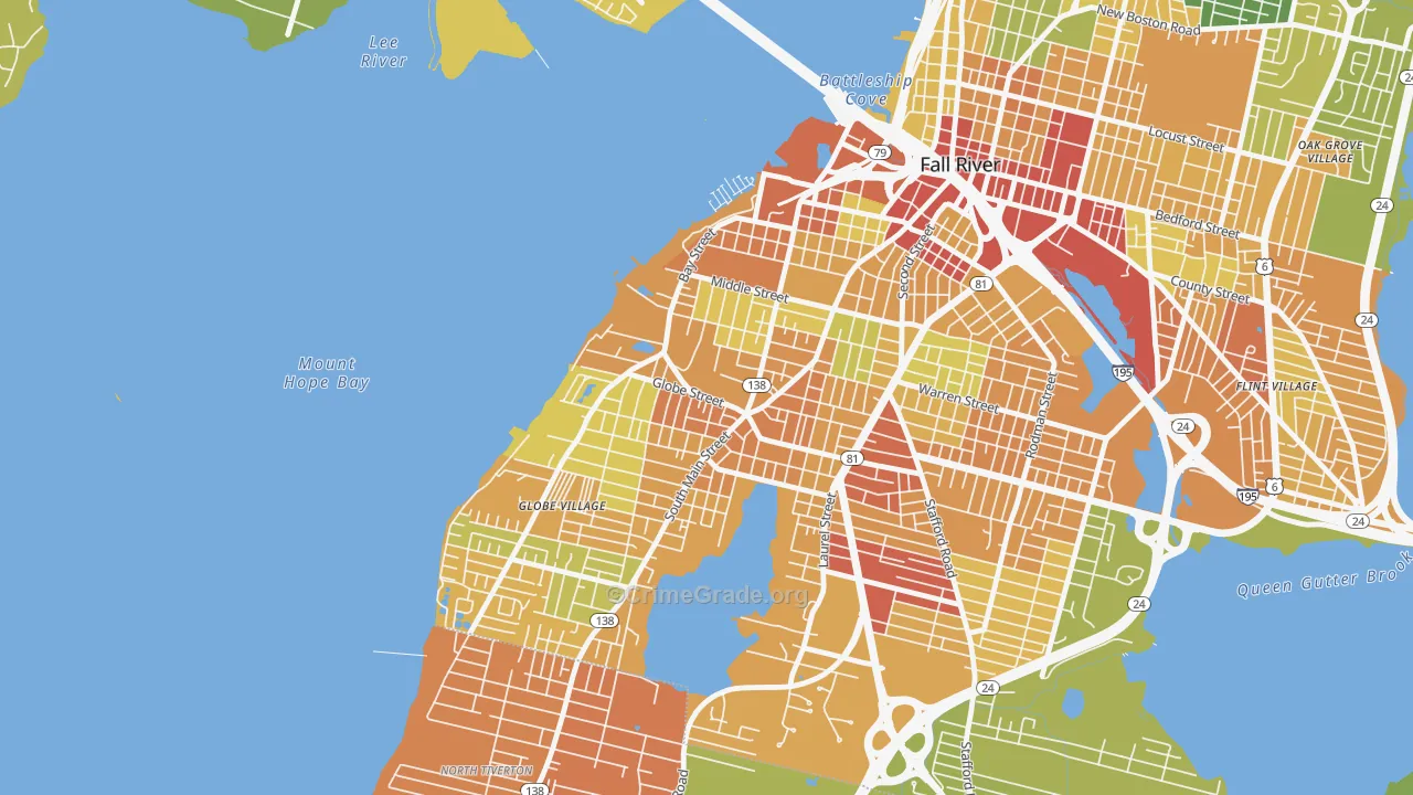 Sandy Beach, Fall River, MA Map of Vandalism Rates