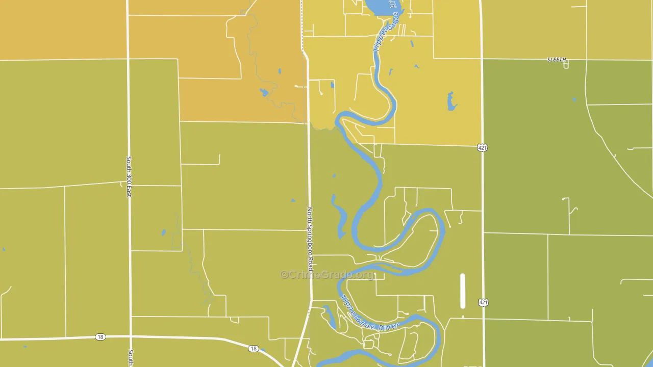 Sandy Beach, IN Map of Vandalism Rates