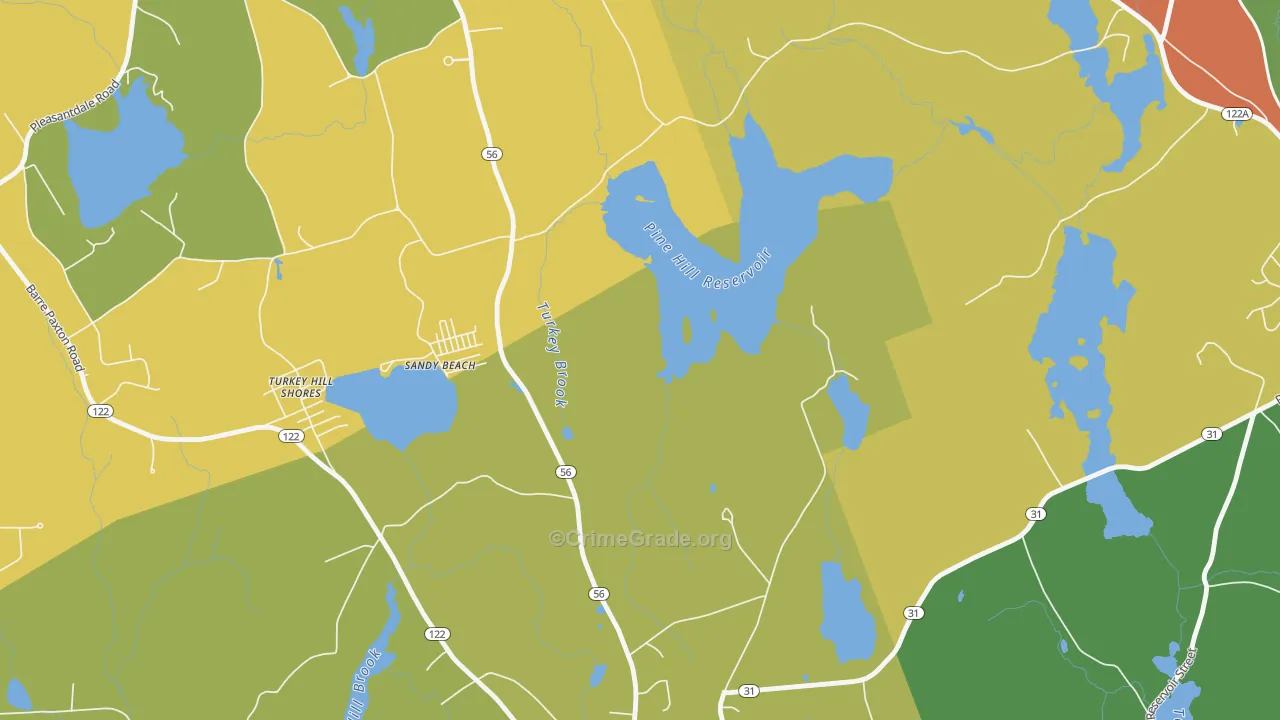 Sandy Beach, MA Map of Vandalism Rates