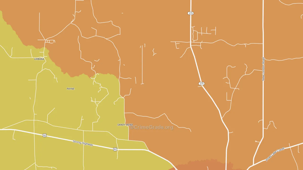 Sandy Bend, AR Map of Vandalism Rates