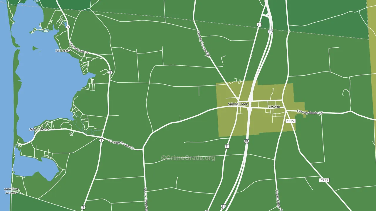 Sandy Creek, NY Map of Vandalism Rates
