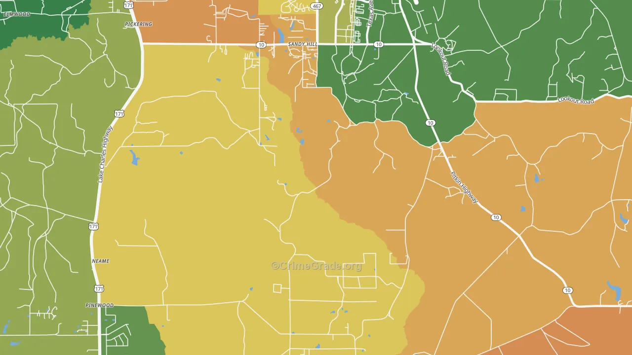 Sandy Hill, LA Map of Vandalism Rates