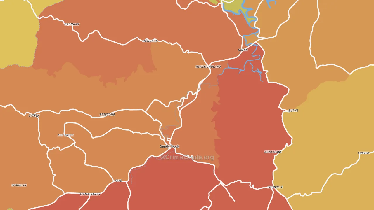 Sandy Hook, KY Map of Vandalism Rates