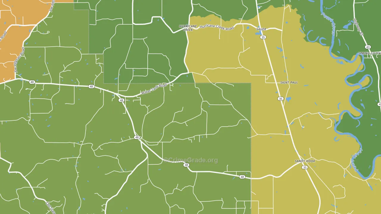 Sandy Hook, MS Map of Vandalism Rates