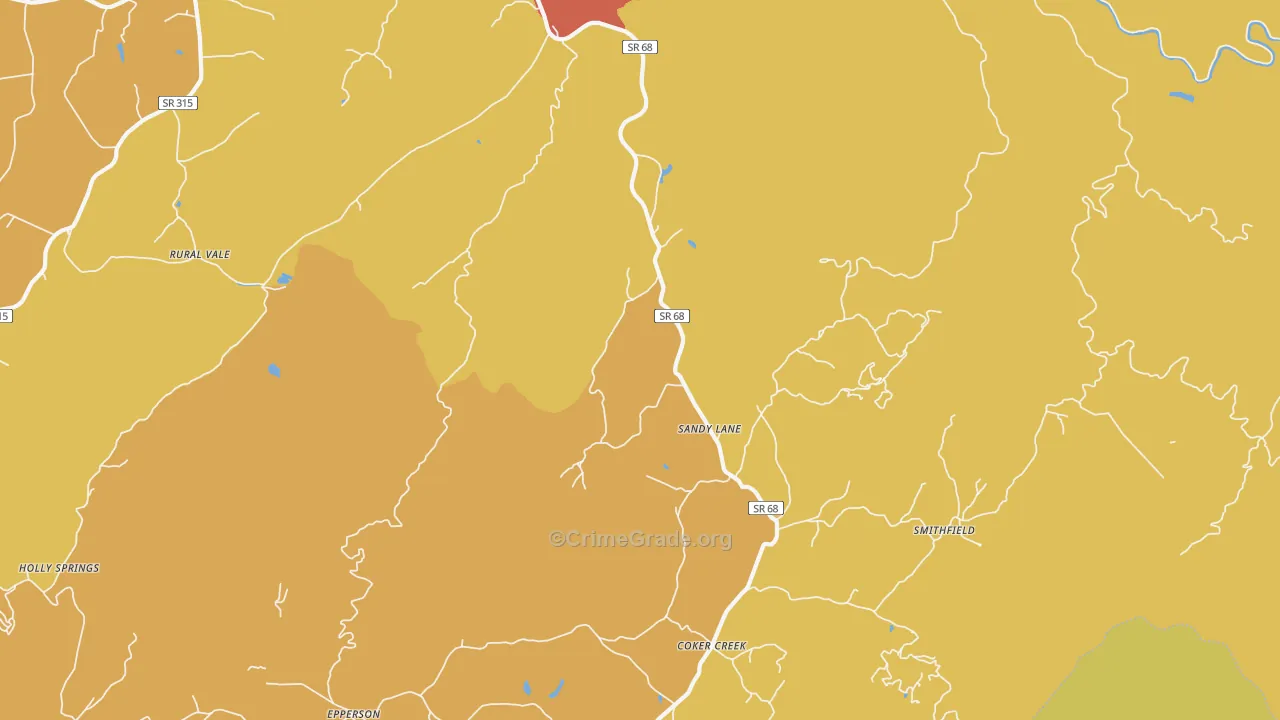 Sandy Lane, TN Map of Vandalism Rates