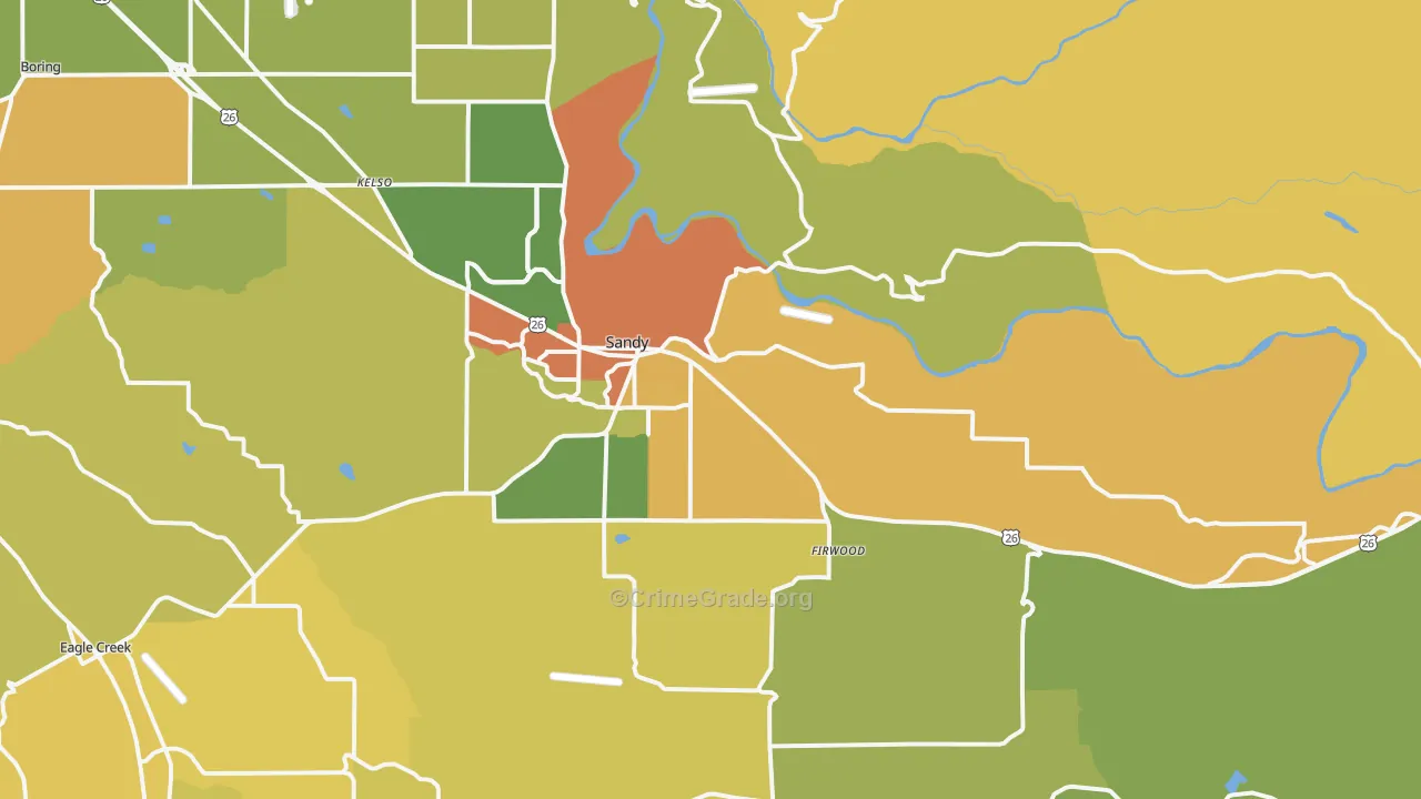 Sandy, OR Map of Vandalism Rates