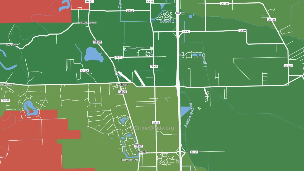 Sandy Point, TX Map of Vandalism Rates