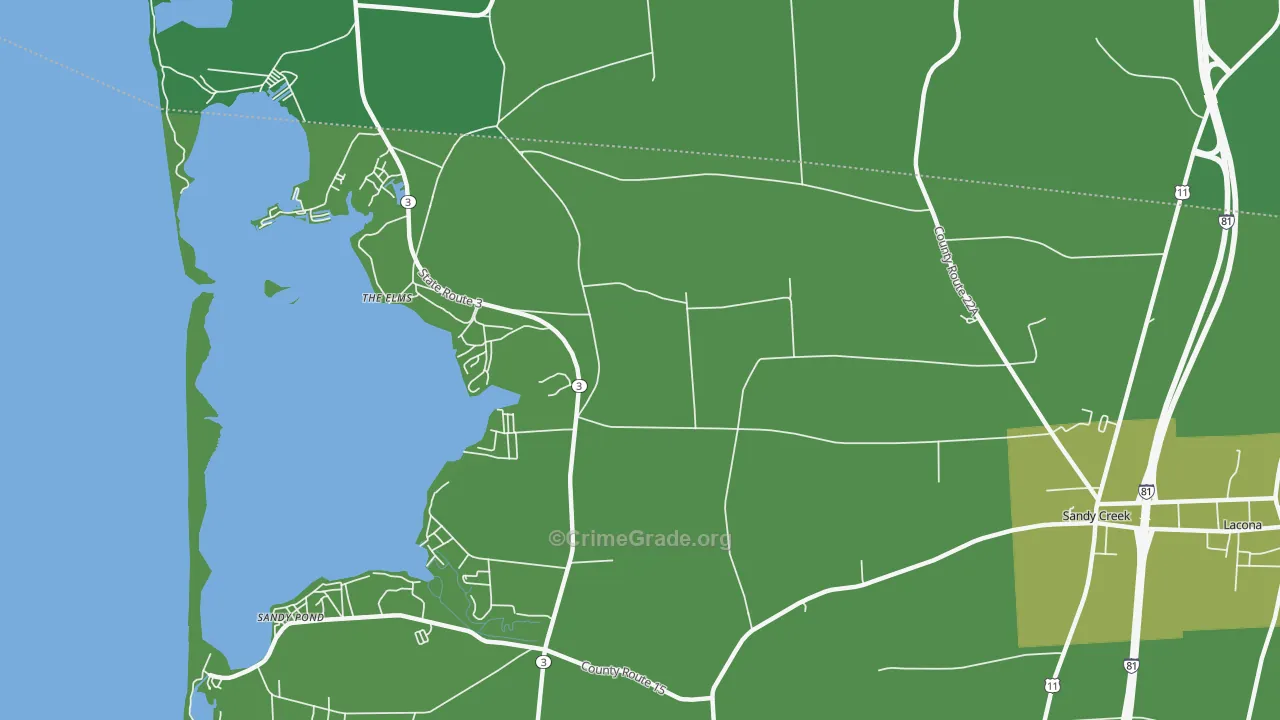 Sandy Pond, NY Map of Vandalism Rates
