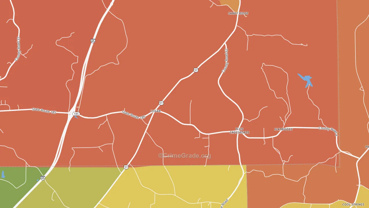 Sandy Ridge, AL Map of Vandalism Rates
