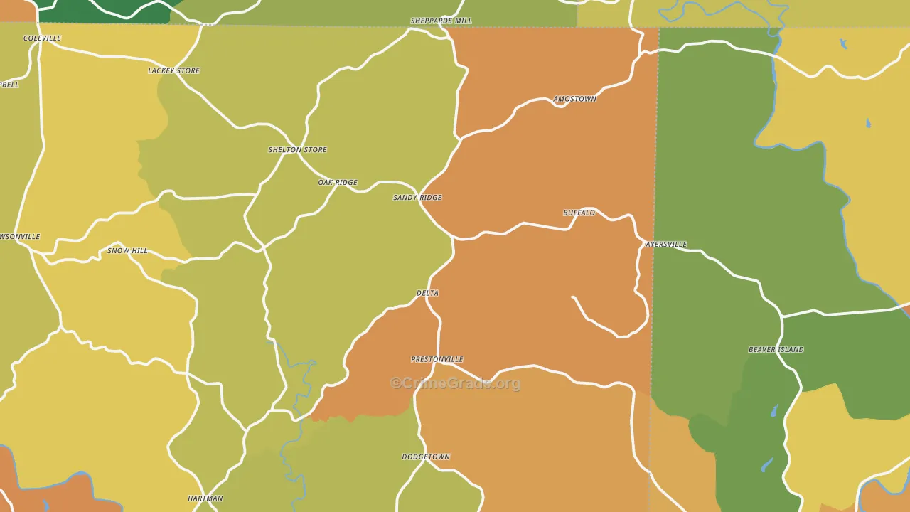 Sandy Ridge, NC Map of Vandalism Rates
