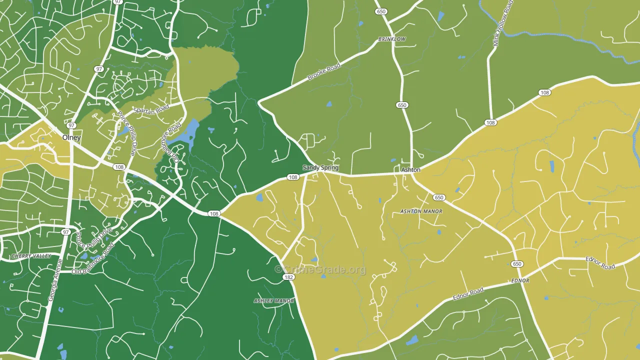 Sandy Spring, MD Map of Vandalism Rates