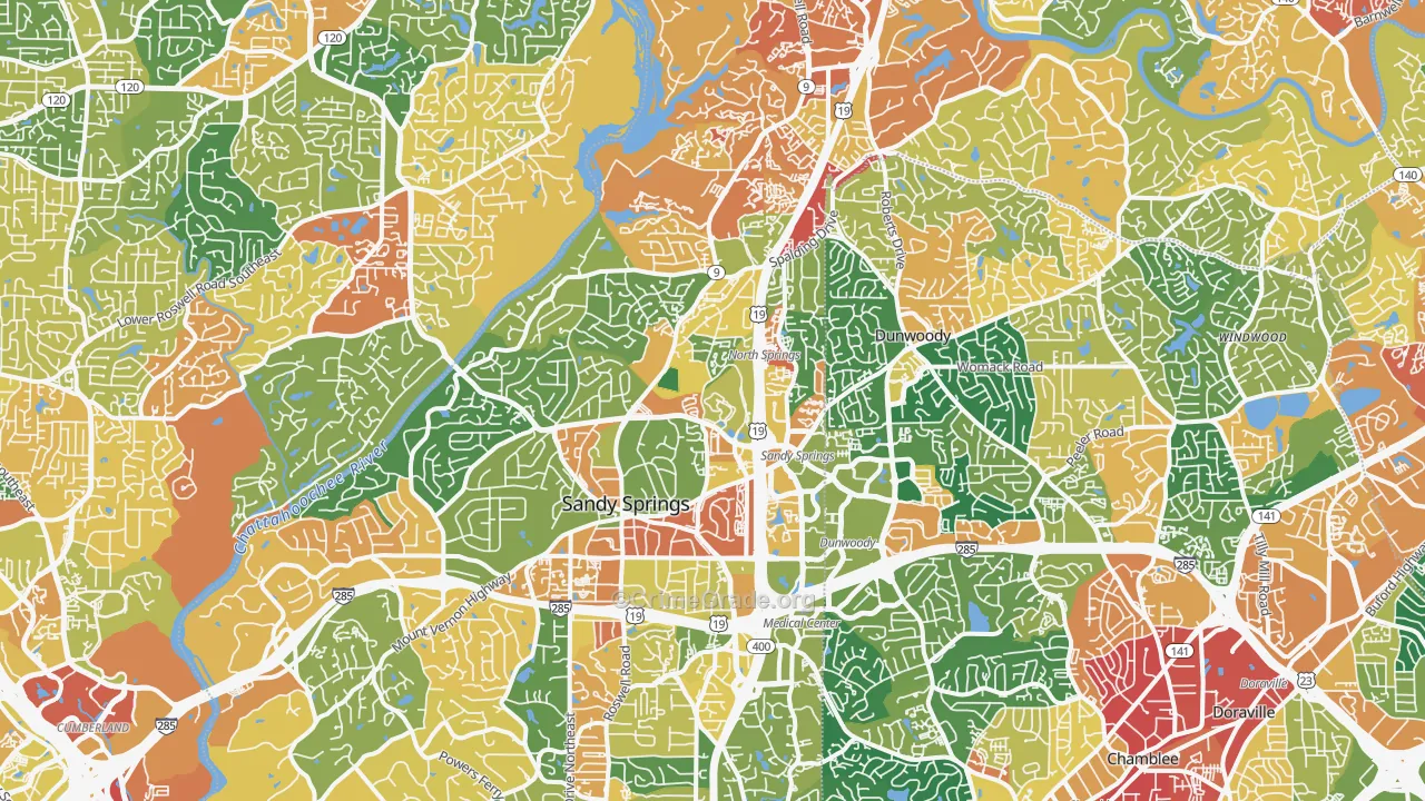 Sandy Springs, GA Map of Vandalism Rates