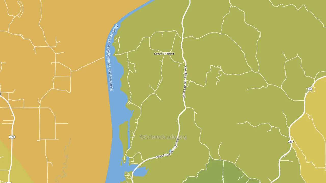 Sandy Springs, MS Map of Vandalism Rates