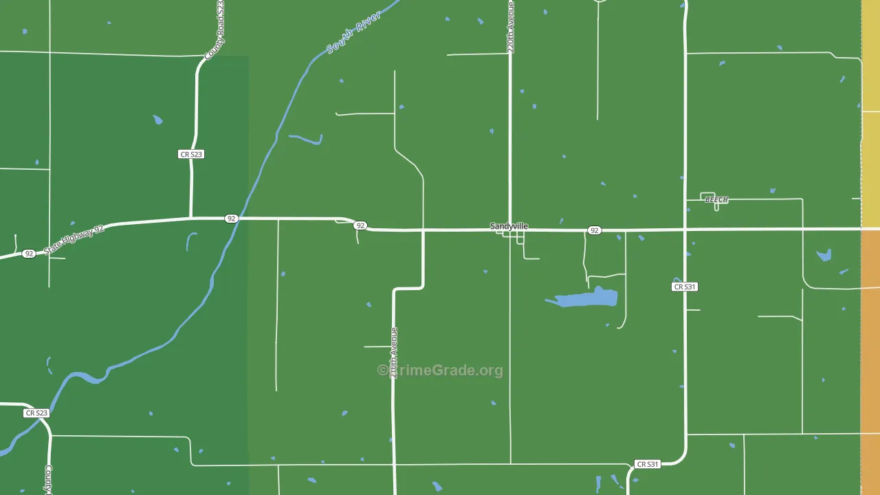 Sandyville, IA Map of Vandalism Rates