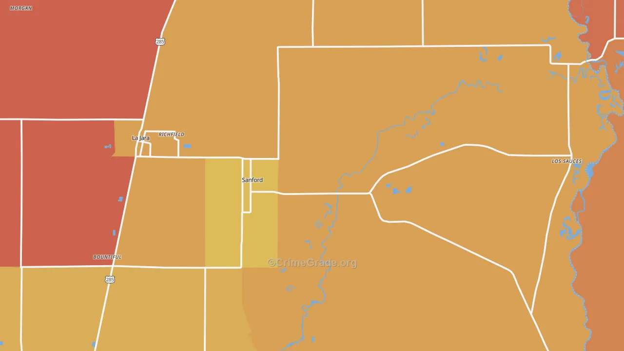 Sanford, CO Map of Vandalism Rates