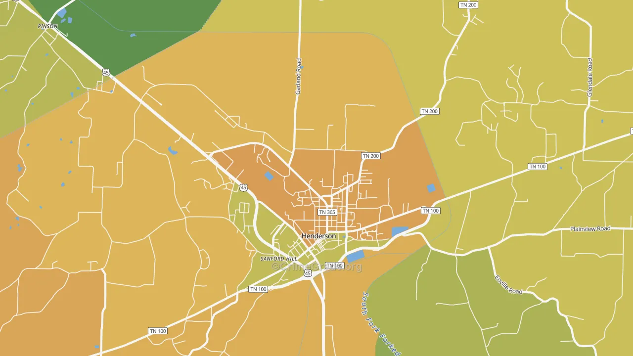 Sanford Hill, TN Map of Vandalism Rates