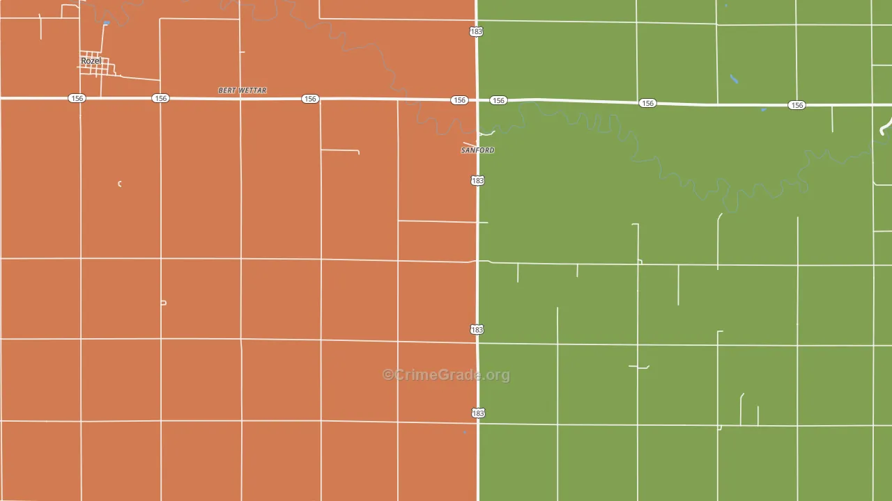 Sanford, KS Map of Vandalism Rates
