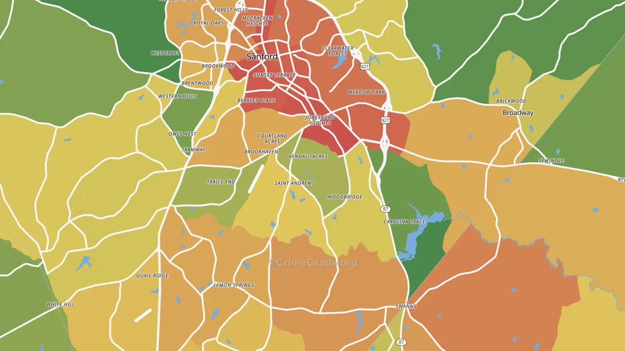 Sanford, NC Map of Vandalism Rates