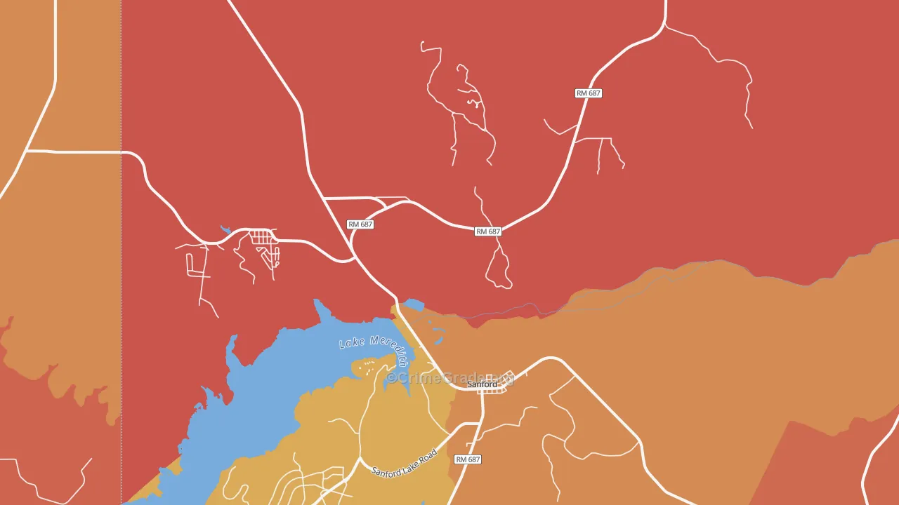 Sanford, TX Map of Vandalism Rates