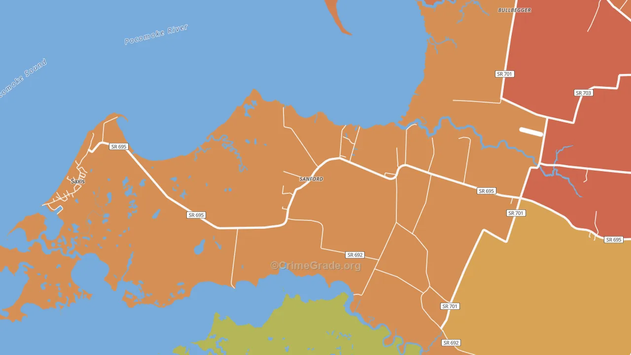 Sanford, VA Map of Vandalism Rates
