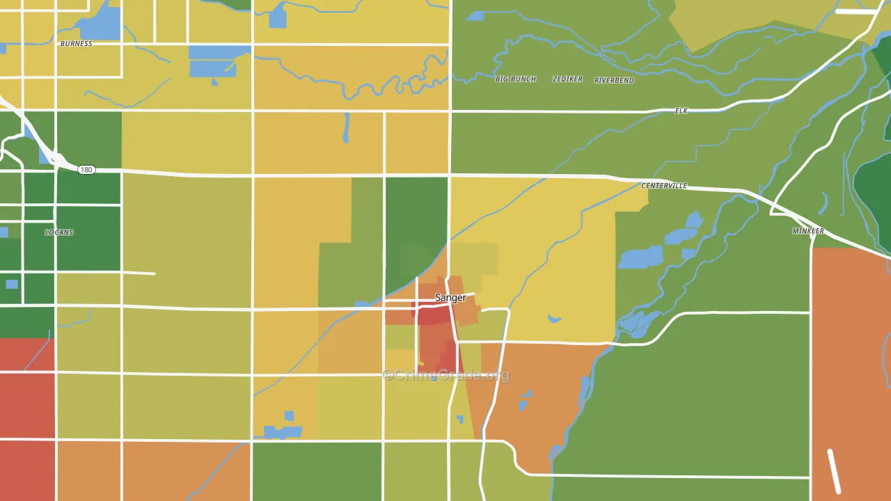 Sanger, CA Map of Vandalism Rates