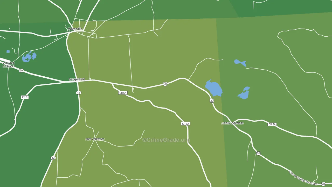 Sangerfield, NY Map of Vandalism Rates