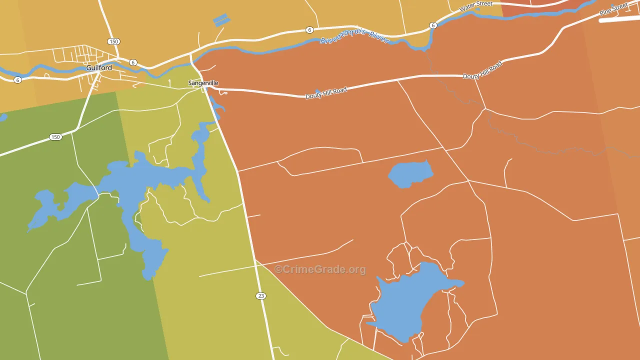 Sangerville, ME Map of Vandalism Rates