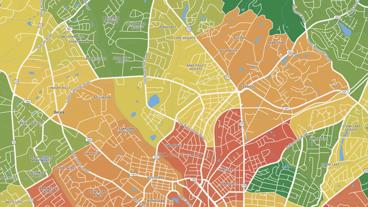 Sans Souci, SC Map of Vandalism Rates