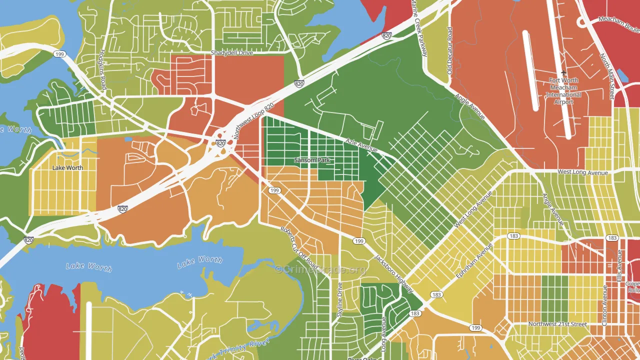 Sansom Park, TX Map of Vandalism Rates