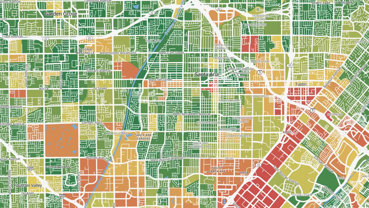 Santa Ana, CA Map of Vandalism Rates