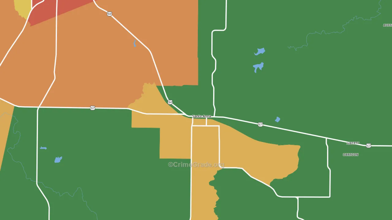Santa Anna, TX Map of Vandalism Rates